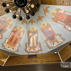 Натяжные потолки с фотопечатью для купола храма в Апатитах. Православные Архангелы.